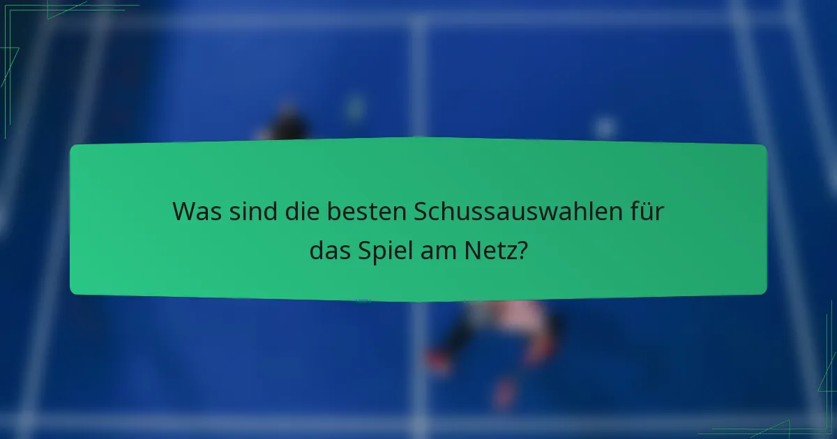 Was sind die besten Schussauswahlen für das Spiel am Netz?
