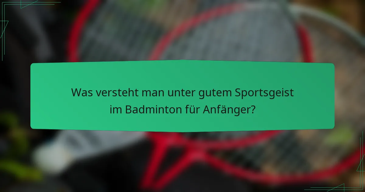 Was versteht man unter gutem Sportsgeist im Badminton für Anfänger?