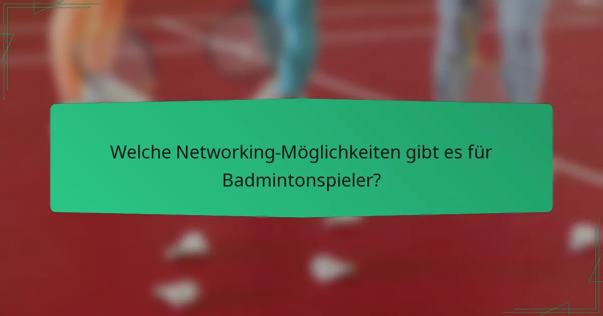 Welche Networking-Möglichkeiten gibt es für Badmintonspieler?