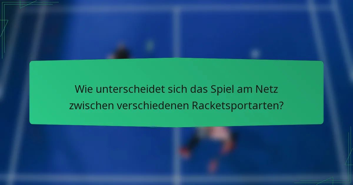 Wie unterscheidet sich das Spiel am Netz zwischen verschiedenen Racketsportarten?