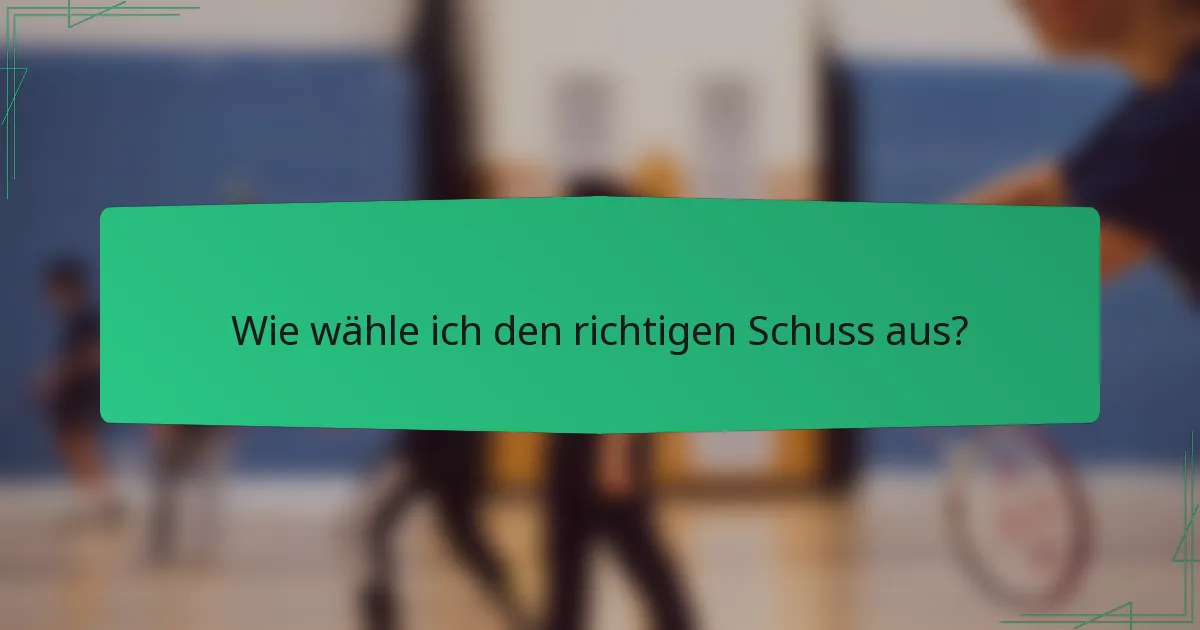 Wie wähle ich den richtigen Schuss aus?